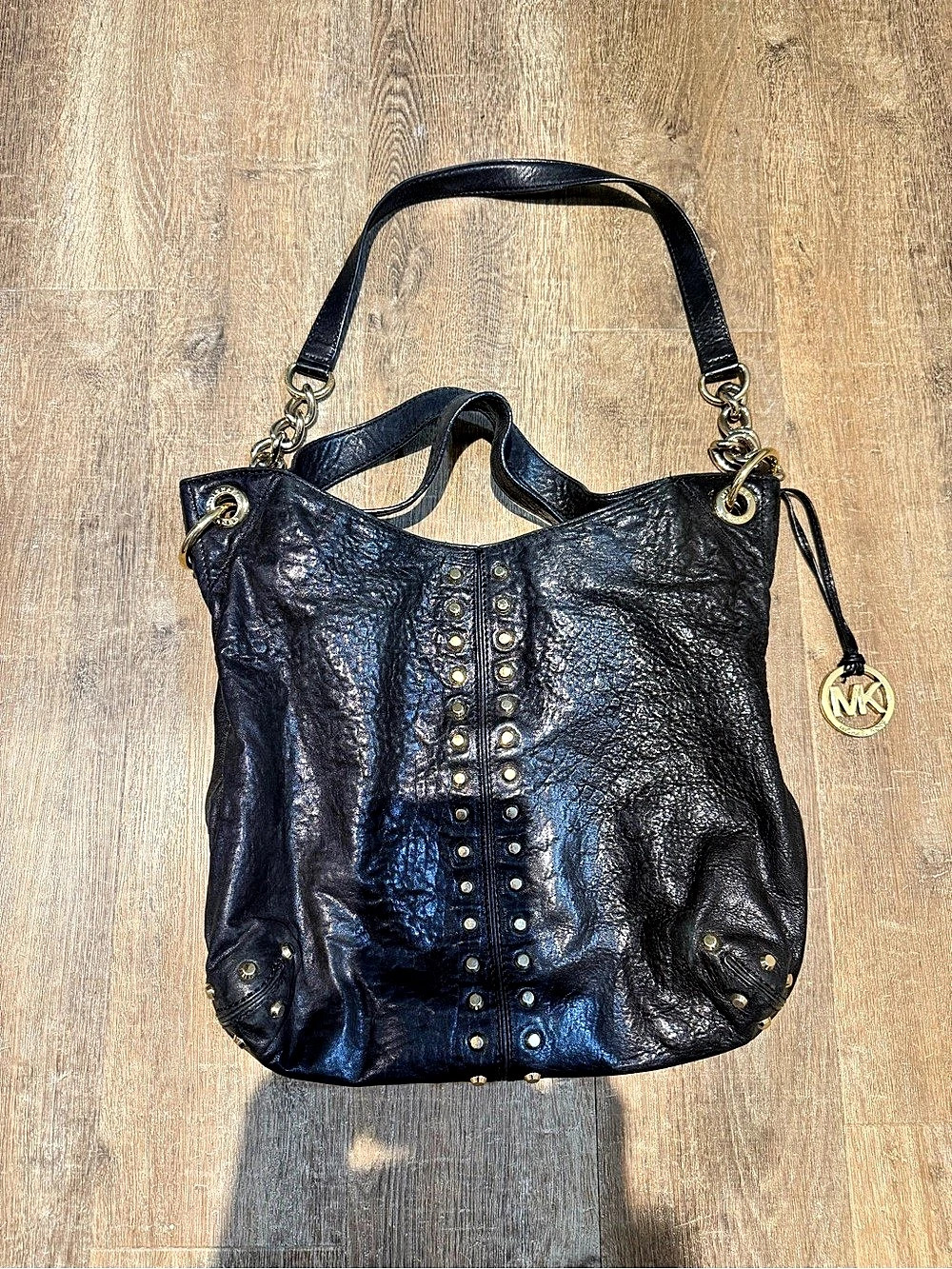 Michael Kors Astor Studded Leather Hobo Bag Black